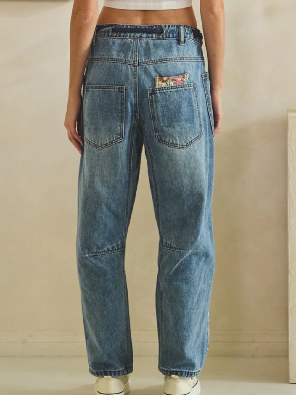 Oli & Hali Floral Patchwork Ankle Pants in Blue, Green, Yellow - Picture 12 of 16